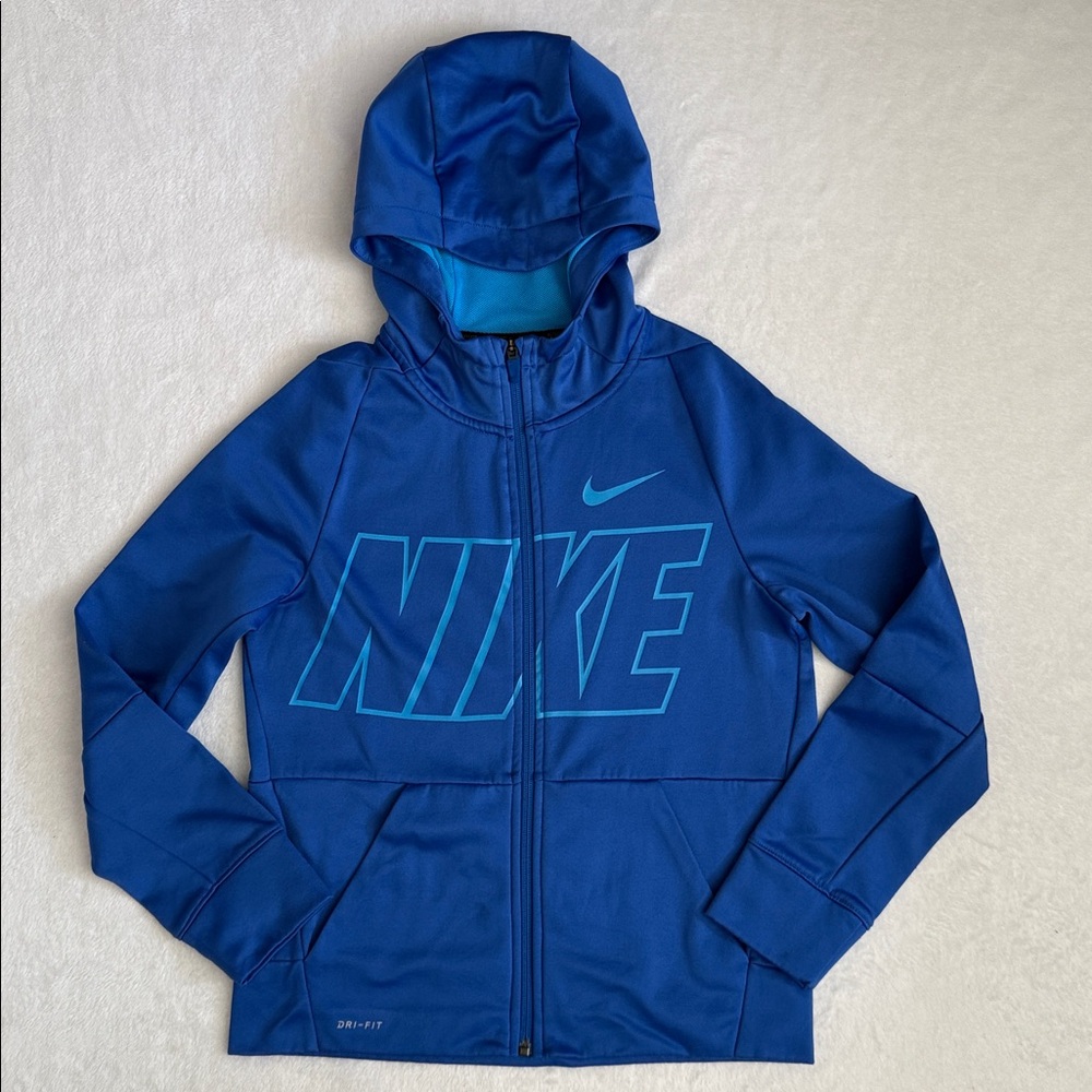 Nike | Athletic Dri-Fit Graphic Full Zip Therma Hooded Jacket CJ4311-480 Blue L